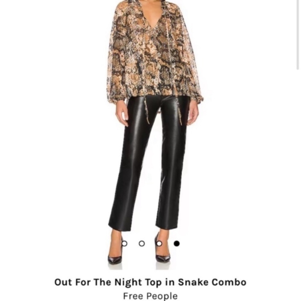 Free People Out For The Night Snake Print Sheer Blouse Oversized Boho Revolve XS - Picture 10 of 13